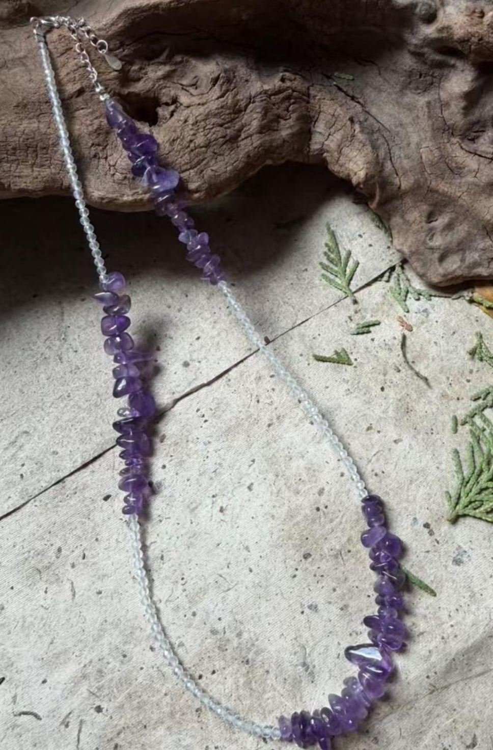 Amethyst and Clear Quartz Sterling Silver Necklace – Calm, Clarity and Spiritual Light