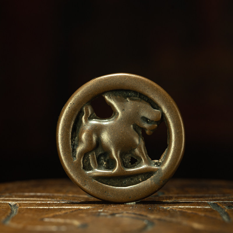 Tang Dynasty Tibetan Millennium Snow Lion Thogchag Pendant – Heavily Worn, Museum Grade Sky Copper