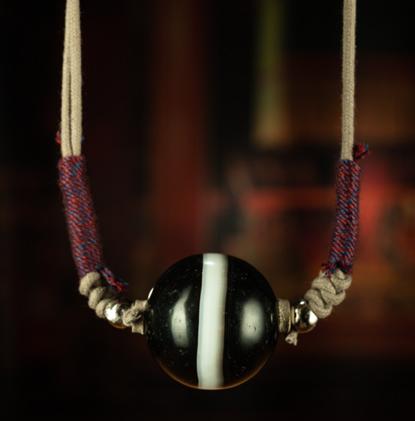 Millennium Tibetan Medicine Buddha Dzi Bead Necklace – Giant Single-Line Eastern Tibet Antique