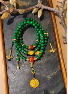 Green Dry Turquoise 108 Mala with Agate