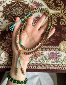 Sandalwood 108 Mala with Turquoise