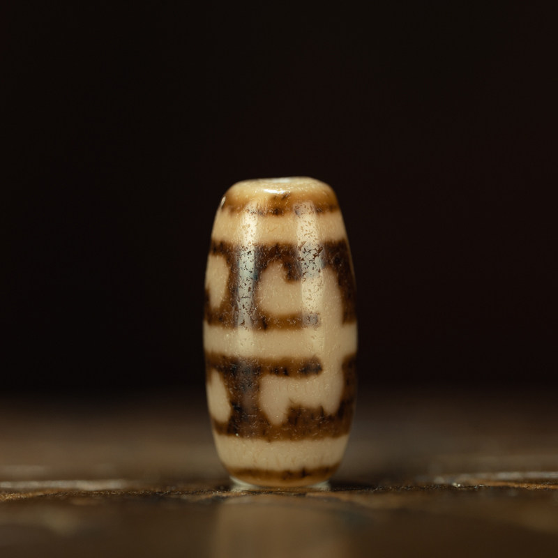 Tibetan Millennium Pure Padmasambhava Ritual Implement Dzi Bead – Specimen Grade, Unique Totem, Nine-Eye Shale
