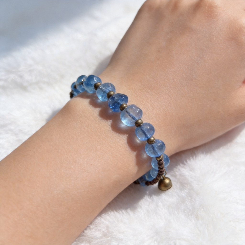 Aquamarine Wax Rope Bracelet – Calm Waters, Clarity and Coastal Spirit
