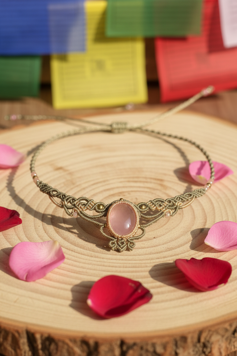 Tender Bloom Rose Quartz Collarbone Necklace