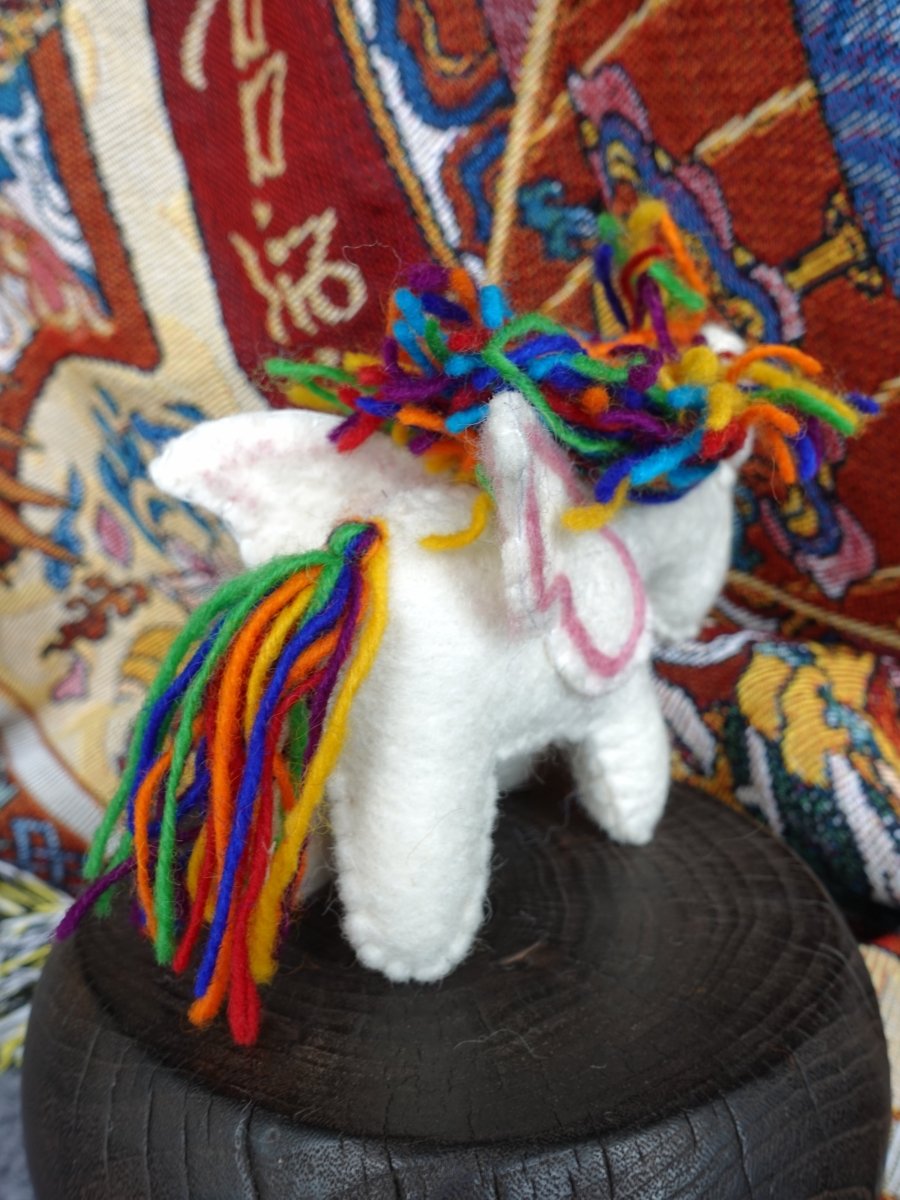 Rainbow Spirit Yak – Handmade Felt Unicorn of Joy