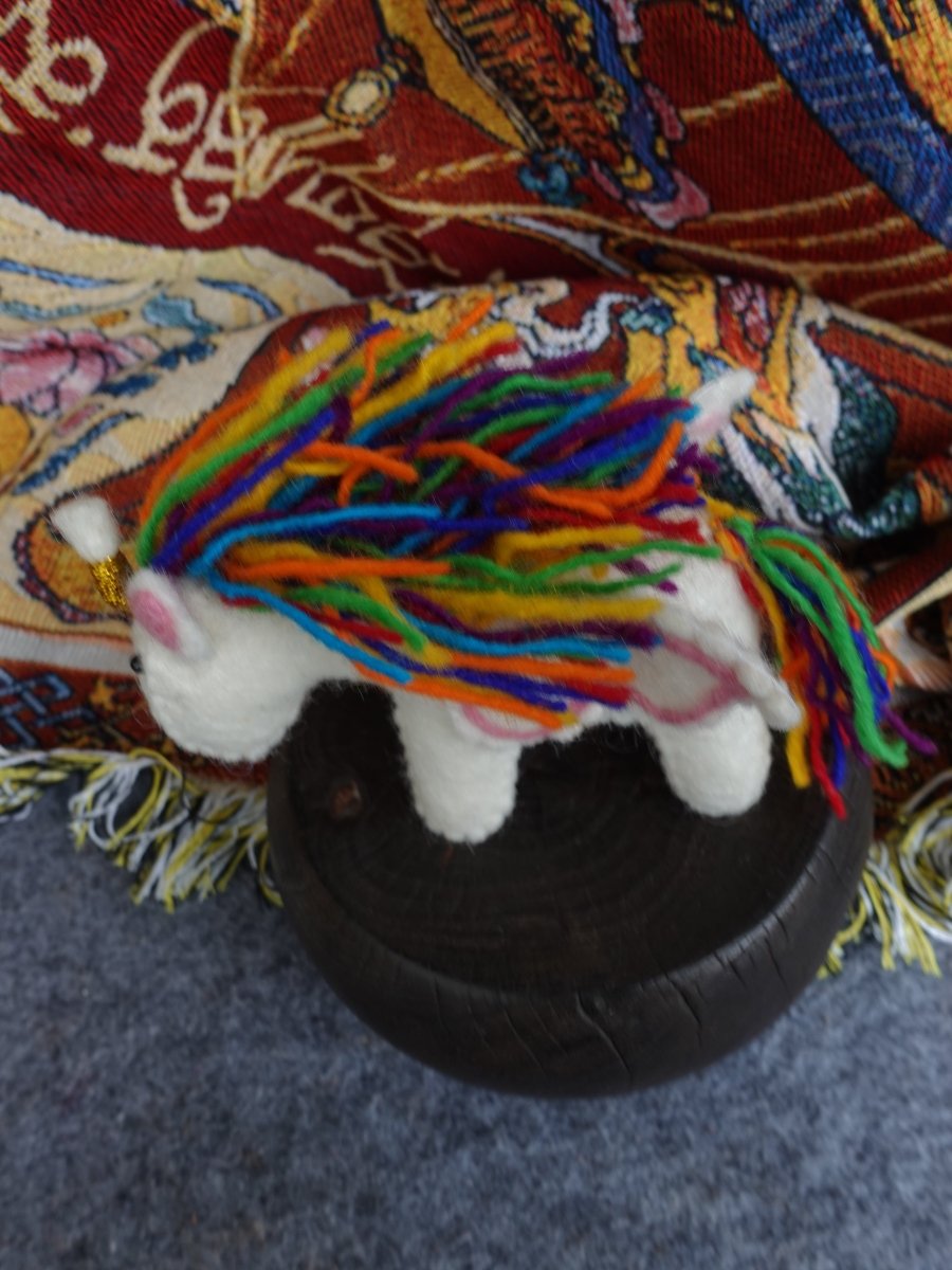 Rainbow Spirit Yak – Handmade Felt Unicorn of Joy